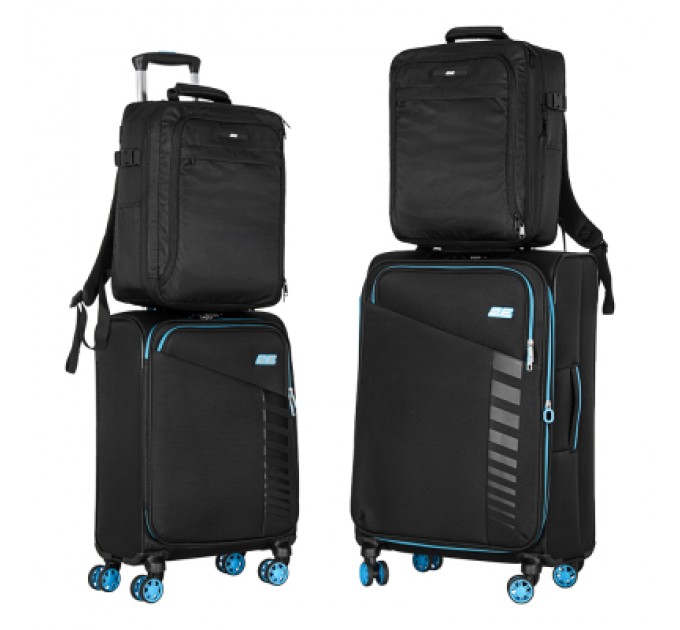 2E Набір валіз 2E Trek (M+S), чорні (2E-SPE-TREK-SET4-BK)