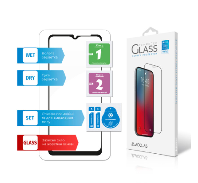 ACCLAB Скло захисне ACCLAB Full Glue Samsung A03 Black (1283126521621)