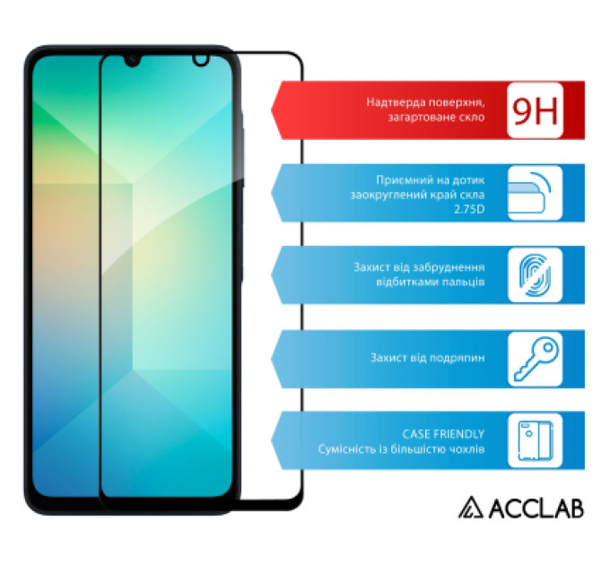 ACCLAB Скло захисне ACCLAB Full Glue Samsung A06 Black (1283126598814)
