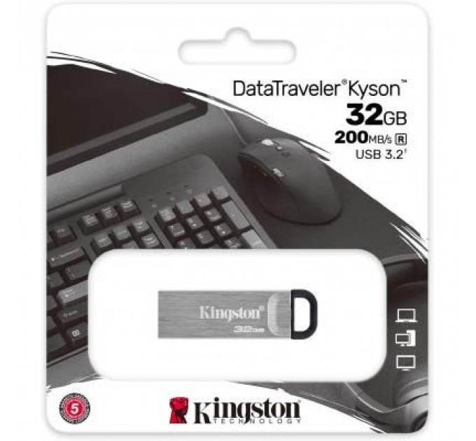 USB флеш накопичувач Kingston 32GB DT Kyson Silver/Black USB 3.2 (DTKN/32GB)