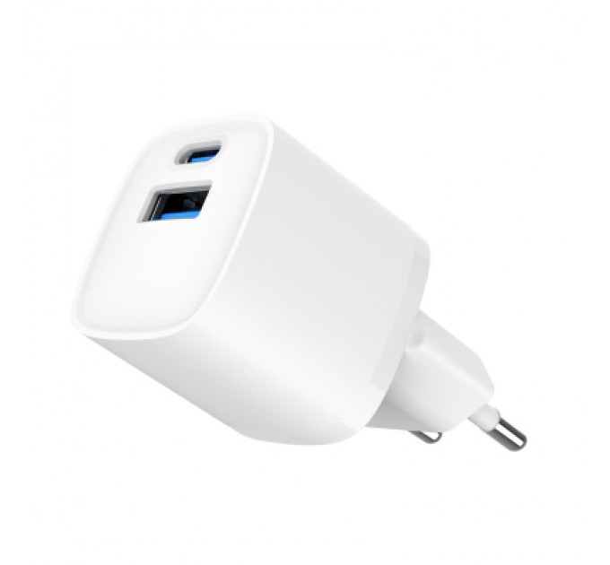 Gembird Зарядний пристрій Gembird 1xUSB-C PD20W + 1xUSB QC3.0 white (TA-UC-PDQC20-W-01)