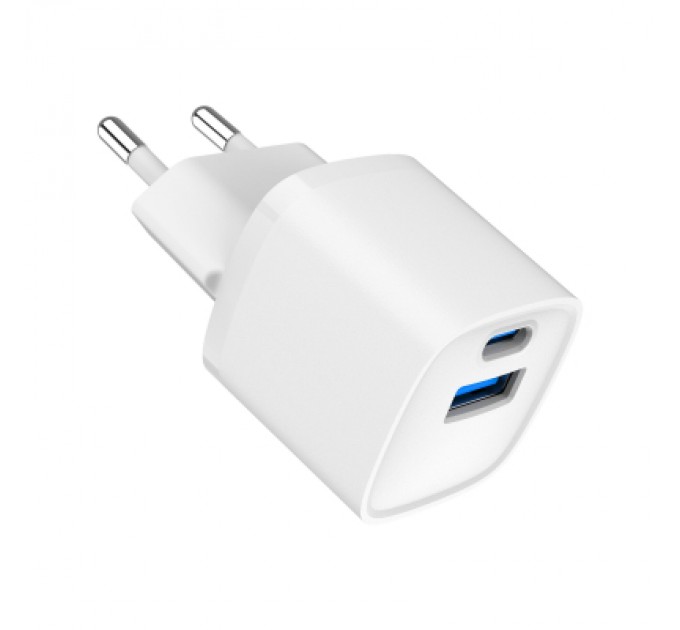 Gembird Зарядний пристрій Gembird 1xUSB-C PD20W + 1xUSB QC3.0 white (TA-UC-PDQC20-W-01)