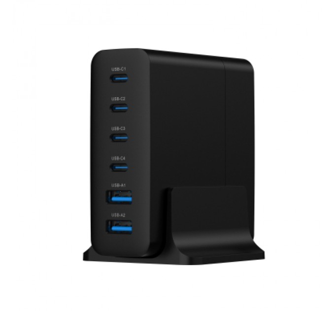 Gembird Зарядний пристрій Gembird 4xUSB-C PD25W + 2xUSB QC3.0 18W black (TA-UC-2A4C-PD75-01-BK)