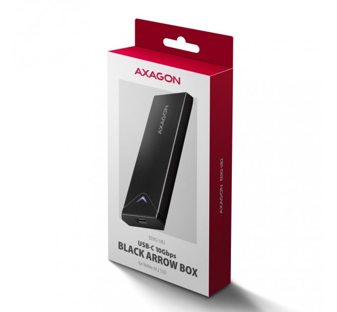 AXAGON Зовнішній карман для накопичувачів AXAGON EEM2-UB2 USB-C 10Gbps - M.2 NVMe SSD BLACK ARROW box
