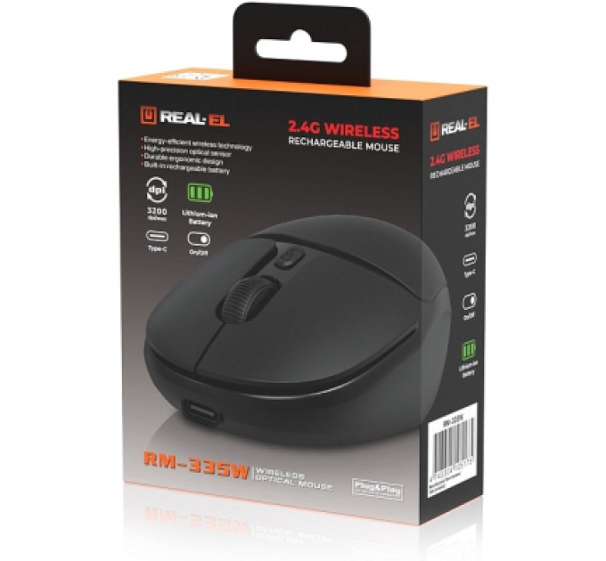 REAL-EL Мишка REAL-EL RM-335W Wireless Black (EL123200055)