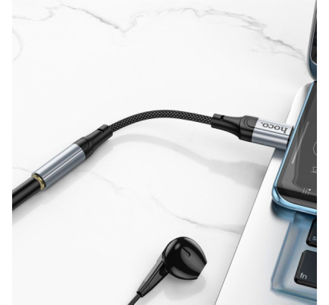 HOCO Кабель мультимедійний USB-C to 3.5mm F 1.0m LS36 Fresh Black HOCO (6942007608886)