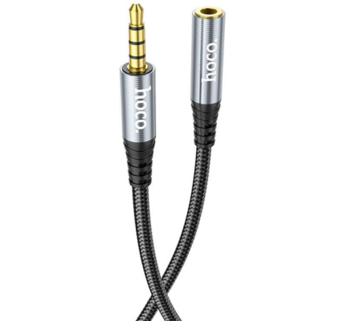 HOCO Кабель мультимедійний 3.5mm M to 3.5mm F 1.0m UPA20 3.5 audio Gray HOCO (6931474762153)