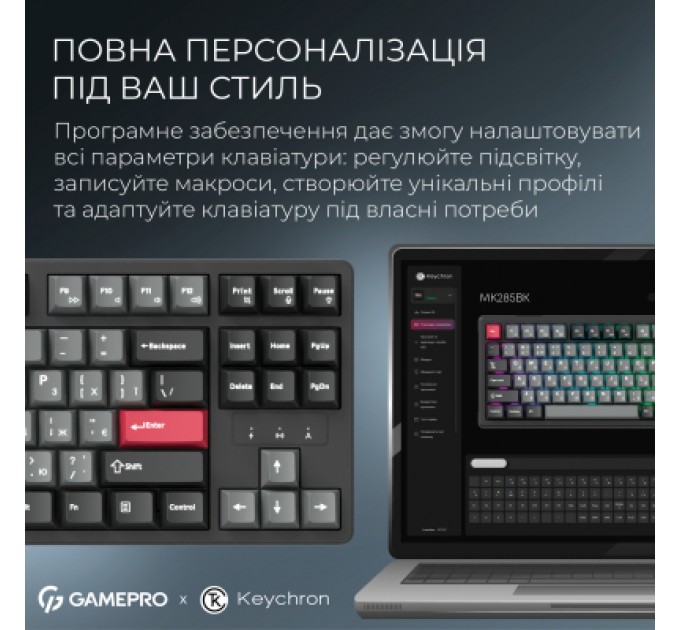 GamePro Клавіатура GamePro Asgard Ragnar Wireless/Bluetooth/USB UA Black (MK285BK)