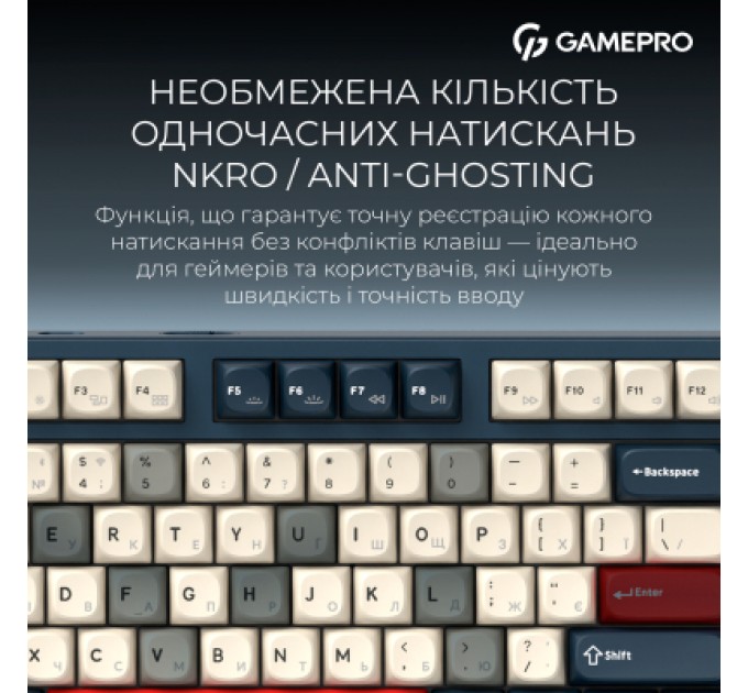 GamePro Клавіатура GamePro Asgard Ragnar Wireless/Bluetooth/USB UA Blue (MK285BL)