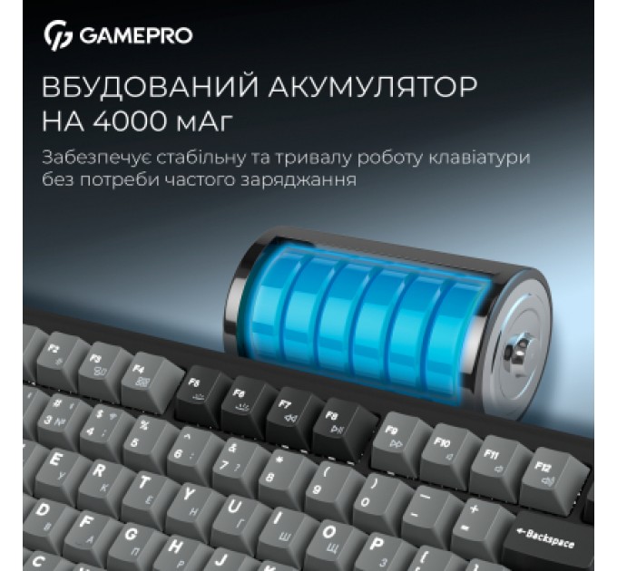 GamePro Клавіатура GamePro Asgard Yord Wireless/Bluetooth/USB UA Black (MK266BK)