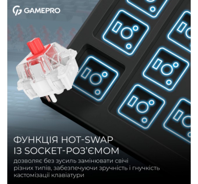 GamePro Клавіатура GamePro Asgard Yord Wireless/Bluetooth/USB UA Black (MK266BK)