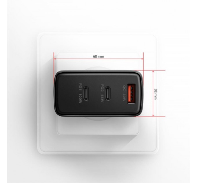 AXAGON Зарядний пристрій AXAGON 1xUSB + 2xUSB-C 100W QC4+ PD3.0 PPS black (ACU-DPQ100)