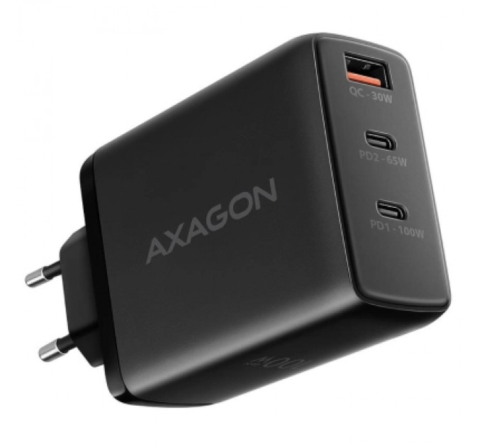 AXAGON Зарядний пристрій AXAGON 1xUSB + 2xUSB-C 100W QC4+ PD3.0 PPS black (ACU-DPQ100)