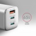 AXAGON Зарядний пристрій AXAGON 1xUSB + 2xUSB-C 65W QC4+ PD3.0 PPS white (ACU-DPQ65W)