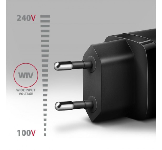 AXAGON Зарядний пристрій AXAGON 1xUSB QC3.0 + 1xUSB-C PD20W black (ACU-PQ20)