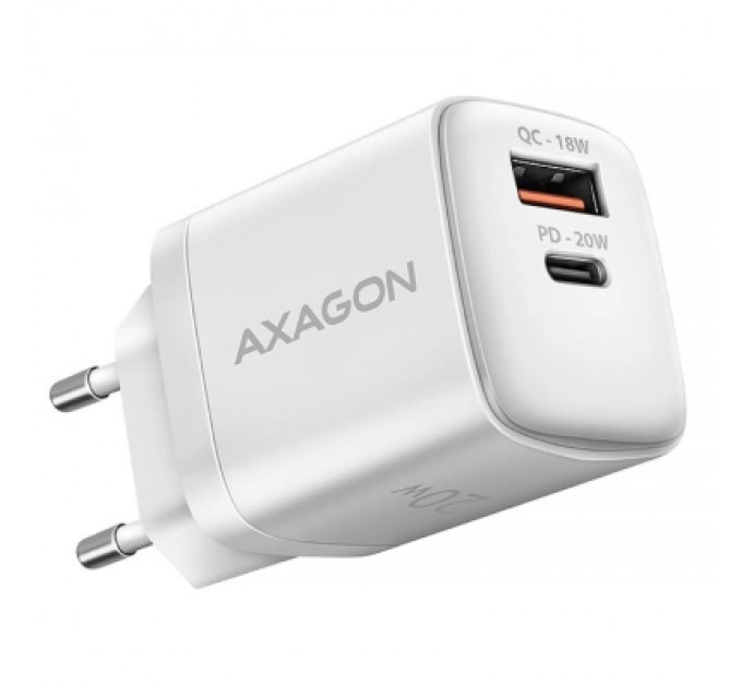 AXAGON Зарядний пристрій AXAGON 1xUSB QC3.0 + 1xUSB-C PD20W white (ACU-PQ20W)
