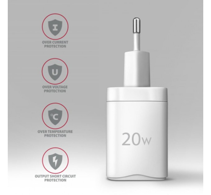 AXAGON Зарядний пристрій AXAGON 1xUSB QC3.0 + 1xUSB-C PD20W white (ACU-PQ20W)