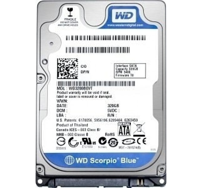 WD Накопичувач HDD 2.5" SATA  320Gb WD, 8Mb, Caviar Blue (WD3200LPVX)