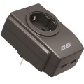 2E Мережевий адаптер 2E 1xТип F, 16A, 2xUSB-A, чорний (2E-AD120U)