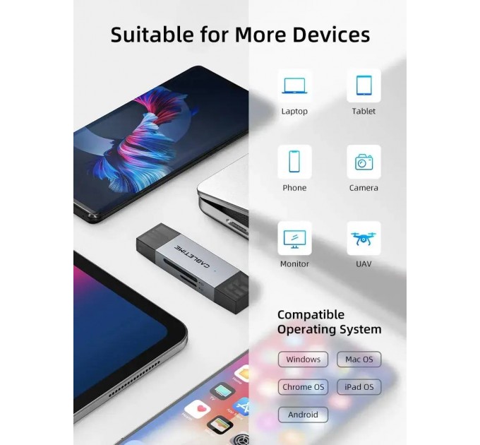 Cabletime Кардрідер Cabletime USB3.0 A + USB Type-C, SD/TF, 5Gbps (CD40G)