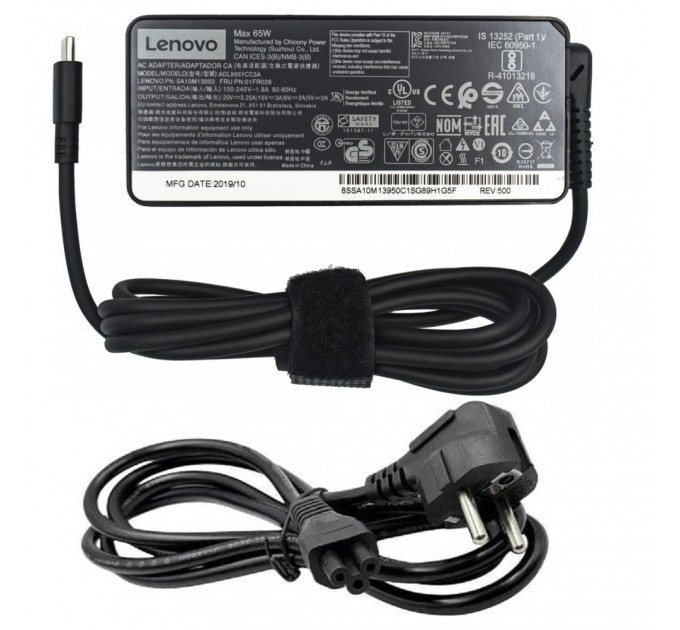 Lenovo Блок живлення Lenovo 20V 65W 3.25A USB Type-C + каб. живл. (ADLX65YCC3D)