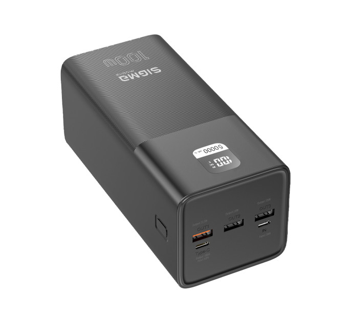 Sigma Батарея універсальна Sigma X-power SI50A6QLX 50000mAh, PD/100W, LED, cable 100w, black (4827798741313)