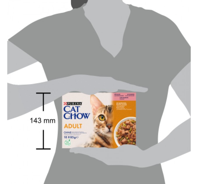 Purina Cat Chow Вологий корм для кішок Purina Cat Chow Adult з лососем і зеленою квасолею 85 гх10 шт (7613036596039)