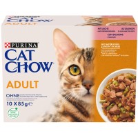 Вологий корм для кішок Purina Cat Chow Adult з лососем і зеленою квасолею 85 гх10 шт (7613036596039)