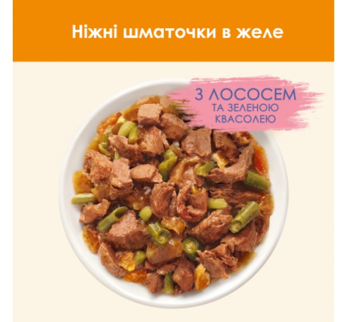 Purina Cat Chow Вологий корм для кішок Purina Cat Chow Adult з лососем і зеленою квасолею 85 гх10 шт (7613036596039)