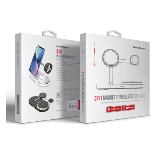 Armorstandart Зарядний пристрій Armorstandart Wireless Charging H101 3 in 1 Magnetic White (ARM78102)