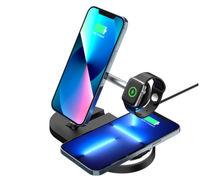Armorstandart Зарядний пристрій Armorstandart Wireless Charging H102 3 in 1 Magnetic Black (ARM78103)