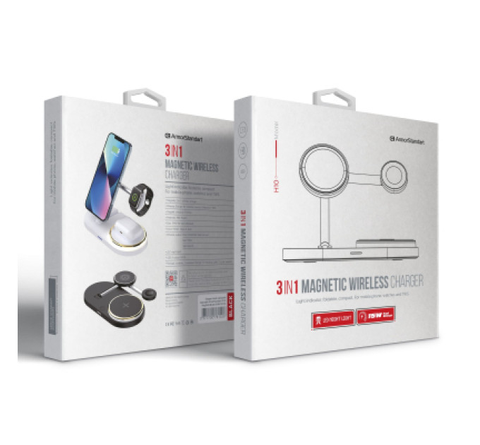 Armorstandart Зарядний пристрій Armorstandart Wireless Charging H102 3 in 1 Magnetic Black (ARM78103)
