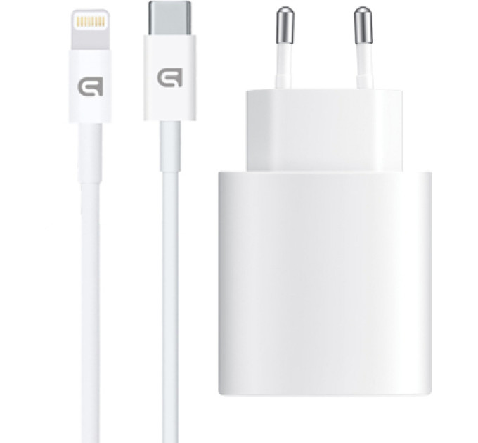 Armorstandart Зарядний пристрій Armorstandart AMHJ83 20W USB-C White + cable USB-C to Lightning (ARM77724)