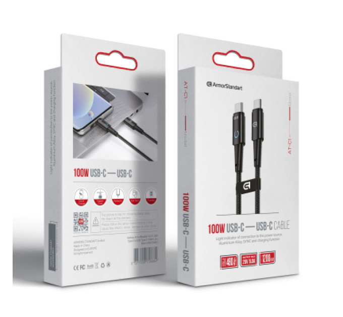 Armorstandart Дата кабель USB-C to USB-C 1.2m Magnetic 100W black Armorstandart (ARM75868)