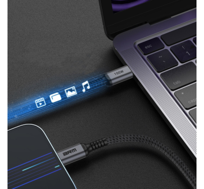 Armorstandart Дата кабель USB-C to USB-C 1.0m PD 100W black-grey Armorstandart (ARM69370)