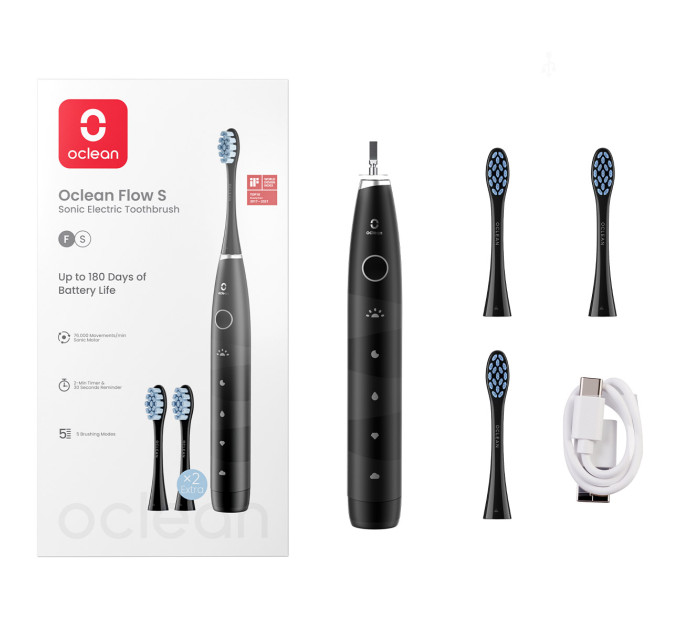 Oclean Розумна зубна електрощітка Oclean Flow S Electric Toothbrush Black (6970810557343)