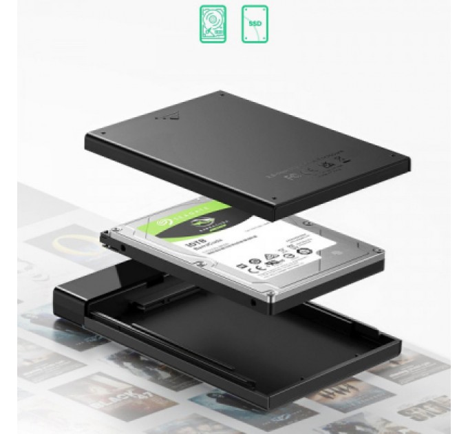 Ugreen Кишеня зовнішня UGREEN USB 3.1 to 2.5" HDD/SSD US221 black (50743)