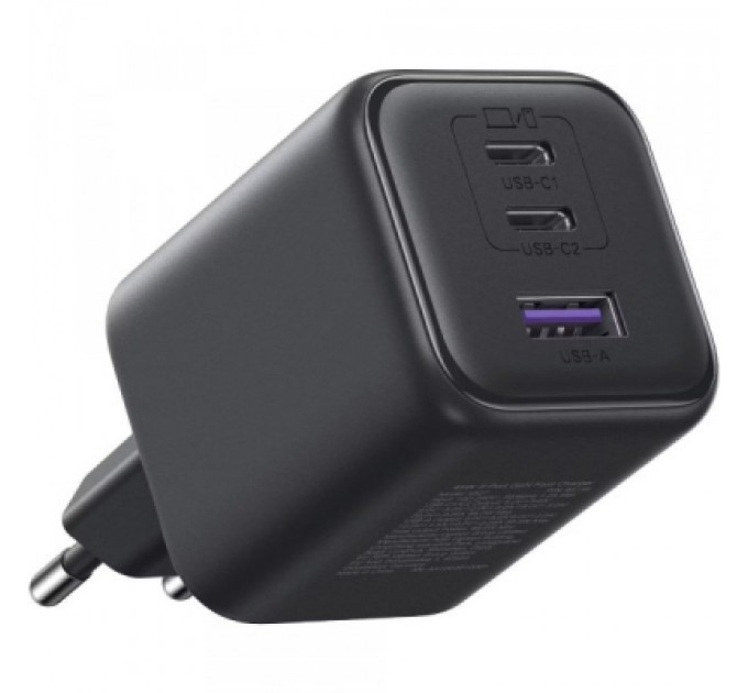 Ugreen Зарядний пристрій UGREEN 2xUSB-C PD45W + 1xUSB QC3.0 GaN X527 gray (65156B)