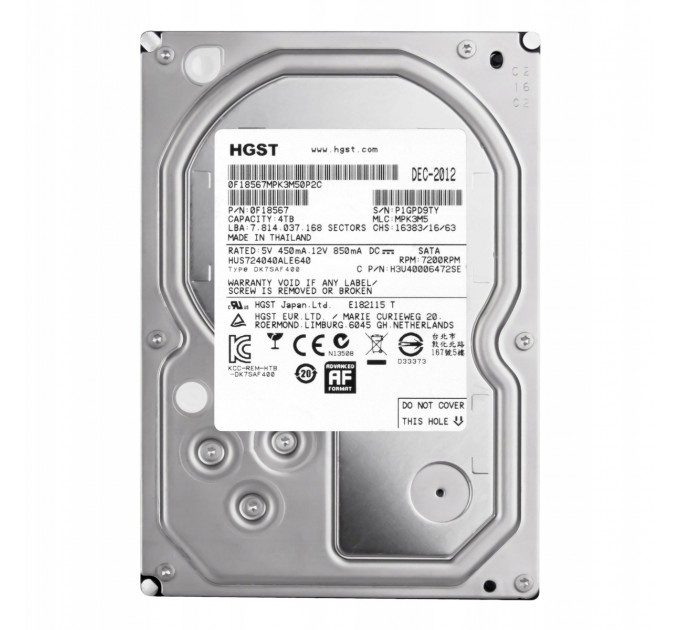 Hitachi Накопичувач HDD 3.5" SATA 4.0TB Hitachi (HGST) Ultrastar 7K4000 7200rpm 64MB (HUS724040ALE640)