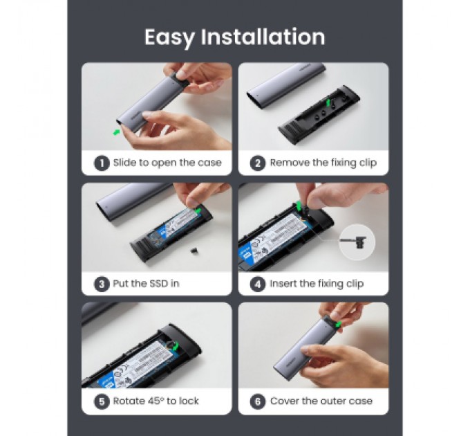 Ugreen Кишеня зовнішня Ugreen SSD M.2 (NVME) M-KEY 3.1 GEN2 CM400 (10902)