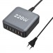 XoKo Зарядний пристрій XoKo 1xUSB-С PD100W + 1xUSB-С PD45W + 2xUSB-С PD20W + 2xUSB QC18W 220W GaN (QC-220)