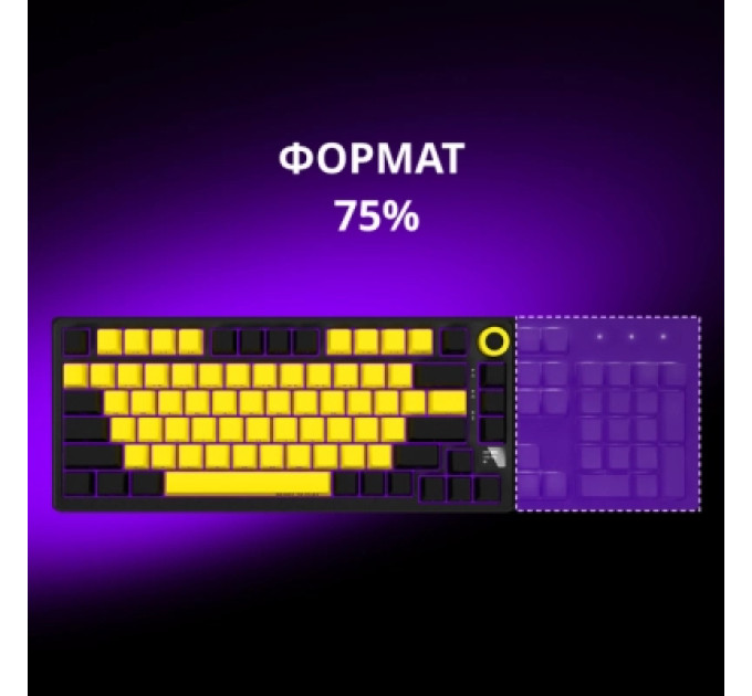 Lorgar Клавіатура Lorgar KBP7075W Pro RGB Wireless/Bluetooth/USB UA Black/yellow (LRG-KBP7075W-YL-US)