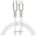 Baseus Дата кабель USB-C to Lightning 1.0m Cafule Metal PD 20W white Baseus (CATLJK-A02)