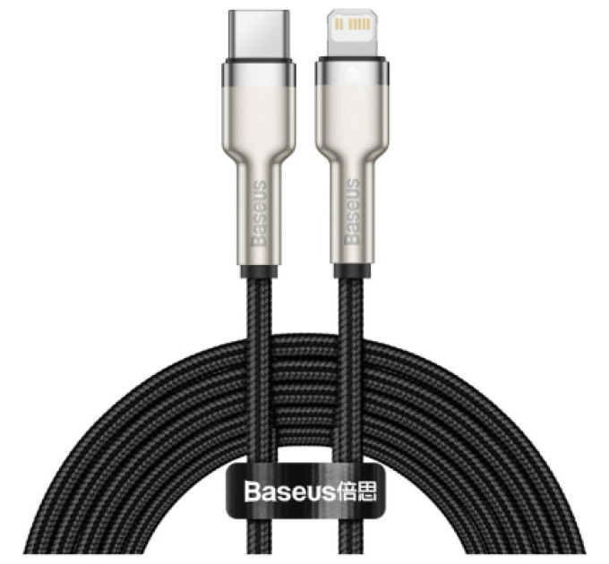 Baseus Дата кабель USB-C to Lightning 2.0m Cafule Metal PD 20W black Baseus (CATLJK-B01)