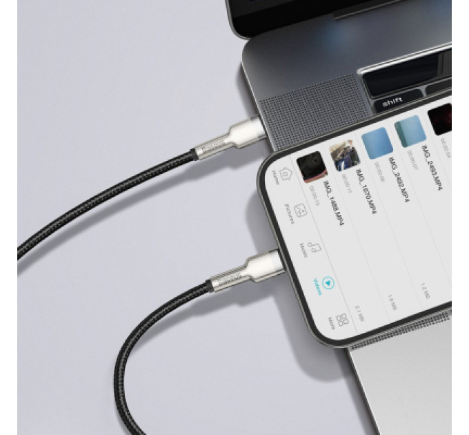 Baseus Дата кабель USB-C to Lightning 2.0m Cafule Metal PD 20W black Baseus (CATLJK-B01)