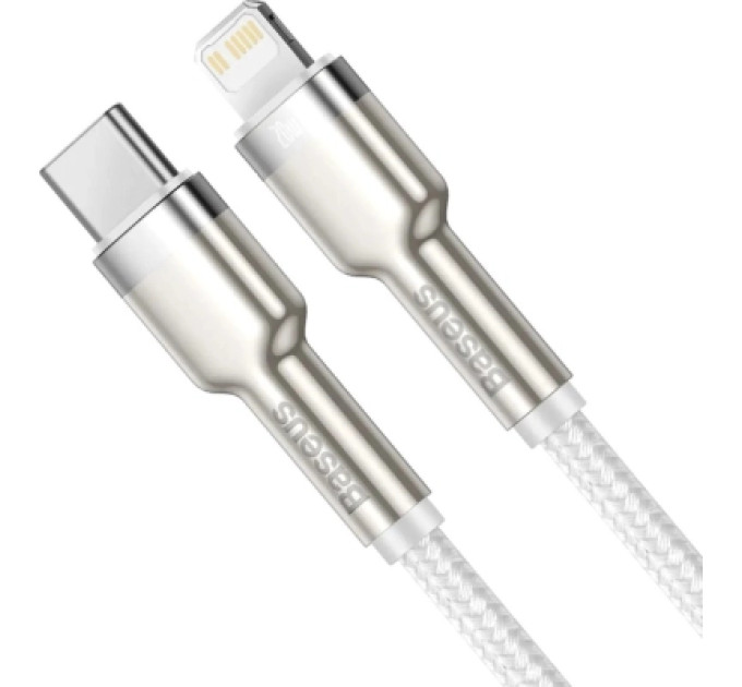 Baseus Дата кабель USB-C to Lightning 2.0m Cafule Metal PD 20W white Baseus (CATLJK-B02)