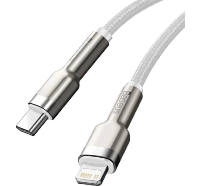 Baseus Дата кабель USB-C to Lightning 2.0m Cafule Metal PD 20W white Baseus (CATLJK-B02)