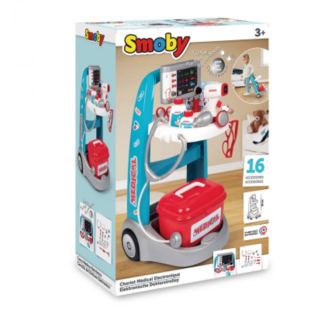 Smoby Ігровий набір Smoby Медична мобільна клініка зі звуковими та світловими ефектами, 16 аксесуарів (340207)
