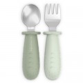 Suavinex Набір дитячого посуду Suavinex Colour Essence столові прибори зі сталі (ложка, виделка) зелені (402912)