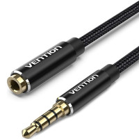 Кабель мультимедійний 3.5mm M to 3.5mm F 1.0m black Vention (BHBBF)